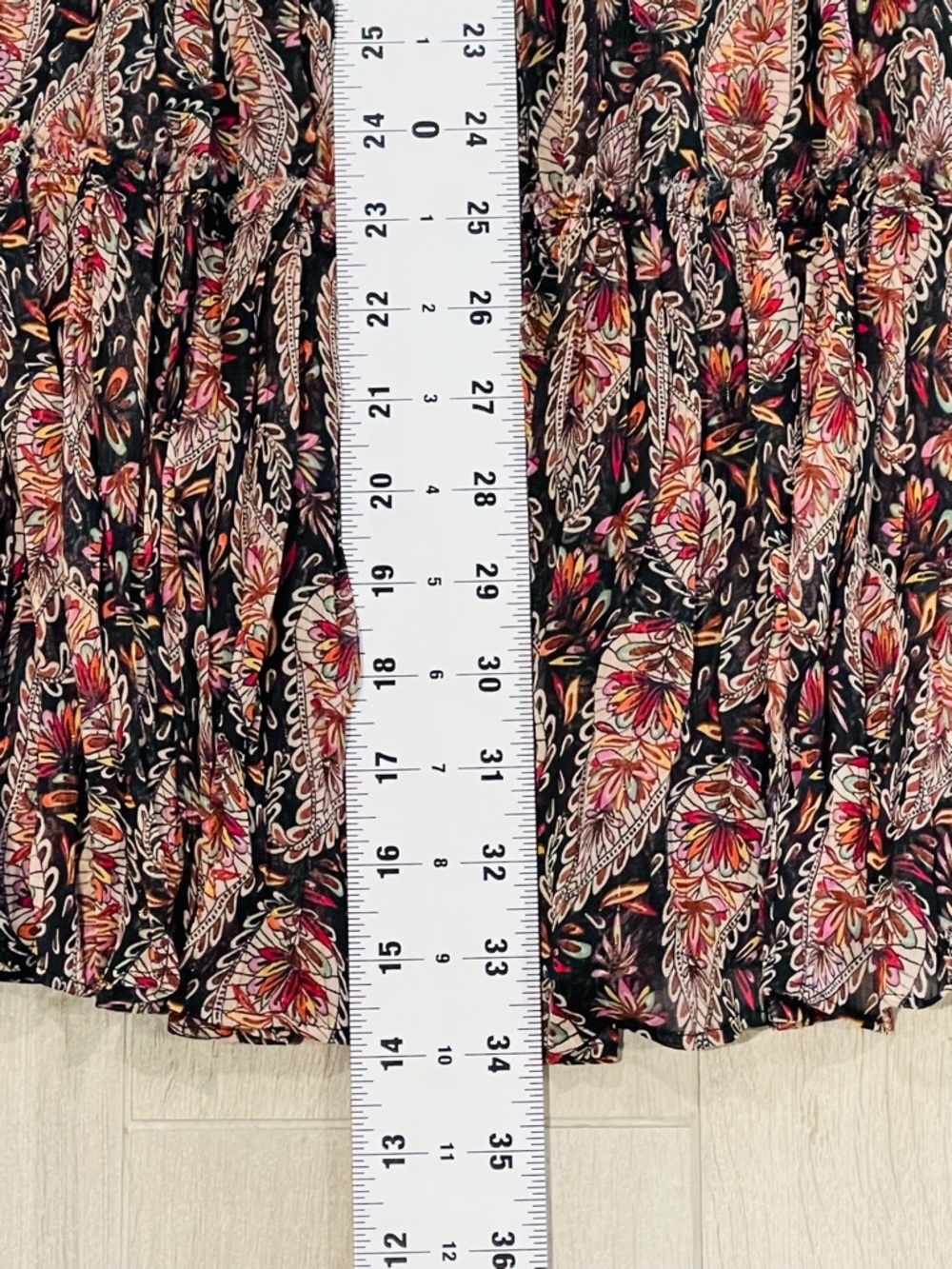 ZARA Boho Paisley Maxi Skirt XS Tiered Flowing Festival Chic - Picture 4 of 8
